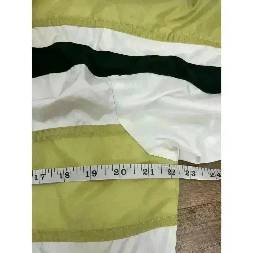 Vtg 90s Nike Spell Out Striped Green Tan Windbreaker Full Zip Track Jacket M